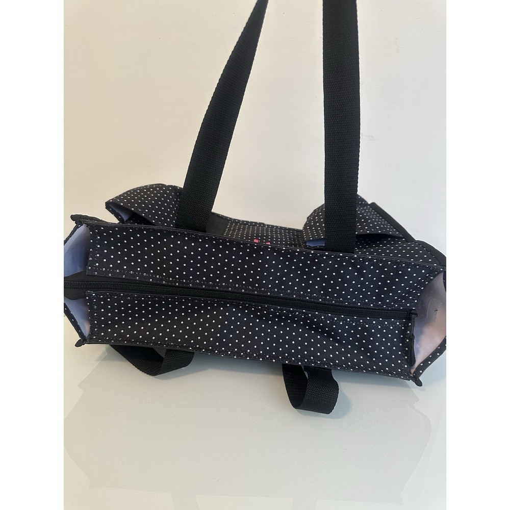 Thirty-One Gifts Black Polka Dot Utility Tote Bag Zipper Closure - Picture 3 of 16